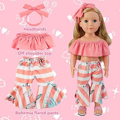 ZITA ELEMENT 10 Sets 18 inch Doll Clothes and Accessories for American 18  inch Girl Doll, Dresses, T-Shirts, Pants, Swimsuit, Jumpsuit, Hair Bands  and