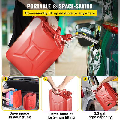 VEVOR Jerry Fuel Can, 5.3 Gallon / 20 l Portable Jerry Gas Can with Flexible  Spout System, Rustproof ＆ Heat-resistant Steel Fuel Tank for Cars Trucks  Equipment, 2pcs Red - Yahoo Shopping