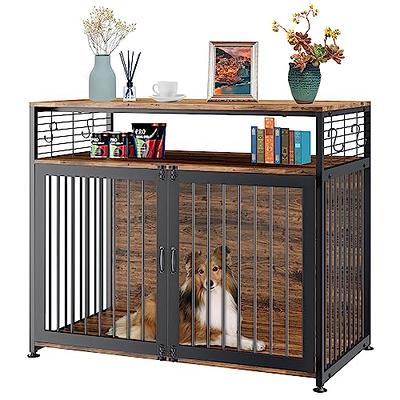 Wooden Dog Crate Furniture 39.4 Heavy Duty Dog Kennel with 2