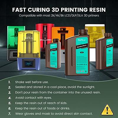 SUNLU 3D Printer Resin, 1KG ABS-Like Fast Curing Strong 3D Resin for LCD  DLP SLA Resin 3D Printers, 395 - 405nm UV Light Curing Photopolymer Resin,  Non Brittle, High Precision, 1000g, Black 