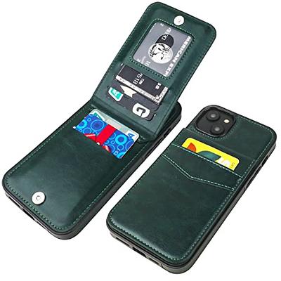 Black Leather Magnetic Wallet Case for iPhone 14 PLUS (6.7