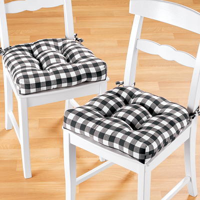 Black Buffalo Check Wicker Seat Cushions, Set of 2