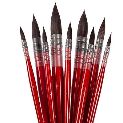 9pcs Artists Paint Brush Set Round Pointed Tip Nylon Hair Paint