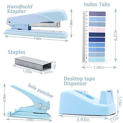 Gold Office Supplies Set,Stapler Set Include Stapler,Hole Punch,Tape  Dispenser,Staple Remover,Scissors,Paper Clips, and 1000pcs Staples.Acrylic  Office