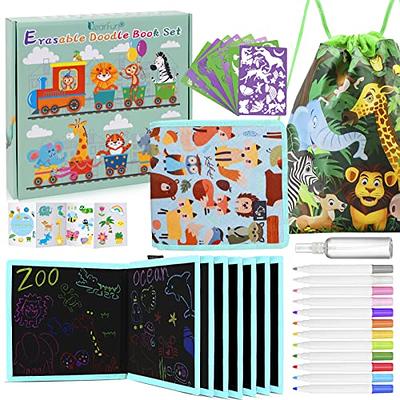 Erasable Magic Drawing Kit for Kids Drawing Book with Wet Wipes & Colors