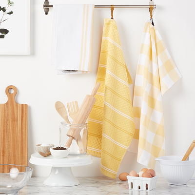 KitchenAid Hand Dish Towel Kitchen Cloth Set of 2 Yellow Stripes 100%  Cotton