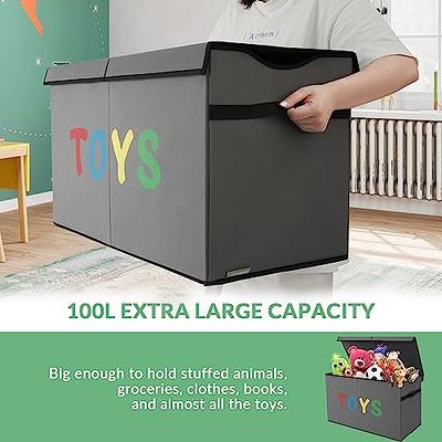 Large Toy Organizer Bins Soft Toy Storage Clothes Basket with Lid