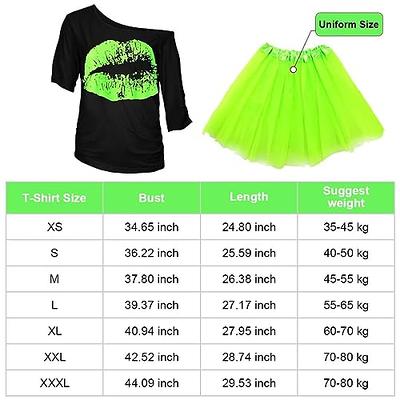 WILDPARTY 80s Costume Accessories for Women, T-Shirt Neon Leggings