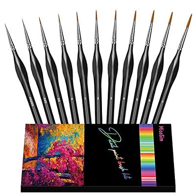 Professional Miniature Paint Brushes - Paint Brush Set of 10 Detail Paint Brushes - for Fine & Art Painting - w/ Comfortable Grip Handles - Perfect