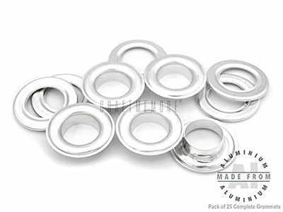 CRAFTMEMORE 3/8 (10mm) Hole 100 Sets Grommets Eyelets with Washers for Clothes, Leather, Canvas (Silver)