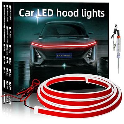 YM E-Bright Led Hood Light Strip Exterior Led Strip Lights for Cars  Waterproof Flexible DRL Dynamic Scan Start Up Hoodbeam Kit Daytime Running  Lights for Car,Truck,SUV,12V 70inch,Red,1 Set - Yahoo Shopping