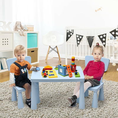 Costway Kids Table & 2 Chairs Set Toddler Activity Play Dining Study Desk  Baby Gift Blue