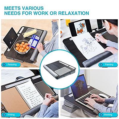  Large Lap Laptop Desk - Portable LapDesk with Mouse Pad & Wrist  Rest for Notebook, MacBook, Tablet, Bed, Sofa, Working, Writing,  Drawing(Wood Black, Fit Up to 17.3-in Laptops) : Office Products