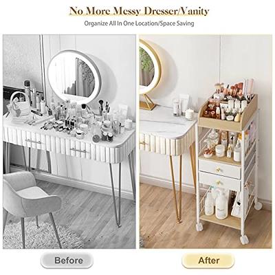 Makeup Organizer Wooden Large White Make up Cosmetic Organizer Vanity  Makeup Storage Wood Perfume Organizer Brush Lipstick Holder Jewelry 