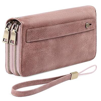 Wallet for Women Double Zipper Wallet Large Capacity Long Purse Clutch  Wristlet