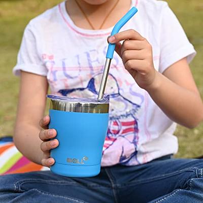 2 Pack Kids Stainless Steel Cups with Lids and Straws Double Wall