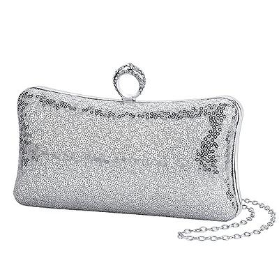 RKROUCO Evening Bag Satin Beaded Sequins Clutch Purse Party Wedding Purse-Black  : : Fashion