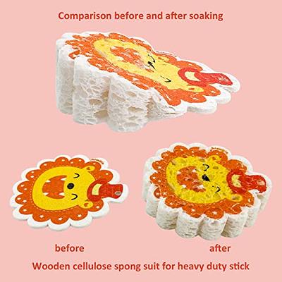 Compressed Wood Pulp Dishwashing Sponge, Cute Cartoon Dual-Sided