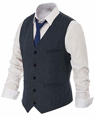 PJ PAUL JONES Men's Vintage Single Breasted 5 Button Tweed Vest