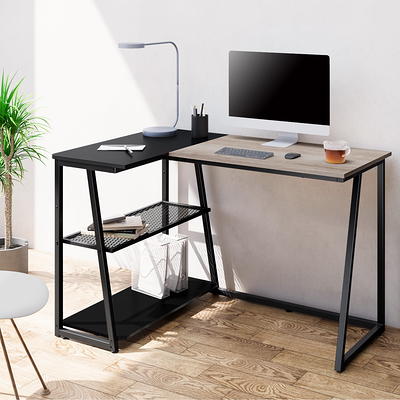 Fitueyes Computer Desk for Small Spaces, Study Writing Desk with Monitor for Corner, Black