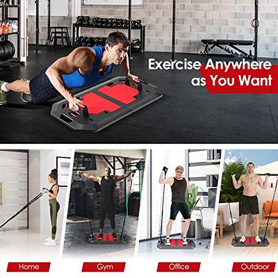 Goplus 34 Inch Push up Board, Portable Home Gym with Elastic Bands, Push up  Stand Handles, Pilate Bar, Drawstring Bag, Foldable Workout Equipment for Men  Women Strength Training, Full Body Workout 