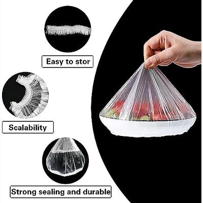 100 Pack Elastic Food Storage Covers, Reusable Stretch Plastic Wrap Bowl Covers Alternative to Foil - for Family Outdoor Picnic, Size: 100 Pcs, Clear