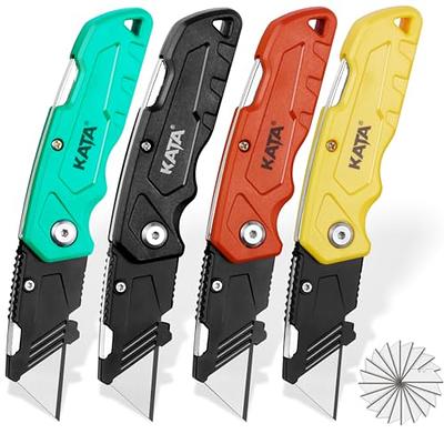 KATA 4-PACK Folding Utility Knife, Heavy Duty Box Cutter with 20pcs SK5  Quick Change Blades, Safety Lock Back Design, Used for Cutting Cartons,  Cardboards and Boxes - Yahoo Shopping