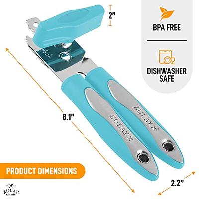 Zulay Kitchen Can Opener Handheld - Durable Manual Can Opener Smooth Edge  Cut Stainless Steel Blades - Heavy-Duty Can Opener Manual with Comfortable  Grip Handle and Large Turn Knob (Light Blue) 