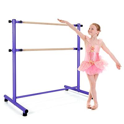 Goplus Portable Ballet Barre 4ft Freestanding Adjustable Double Dance Bar  Pink