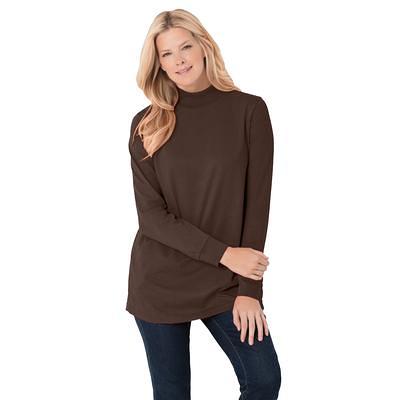 Woman Within Women's Plus Size Perfect Long Sleeve Turtleneck Sweater