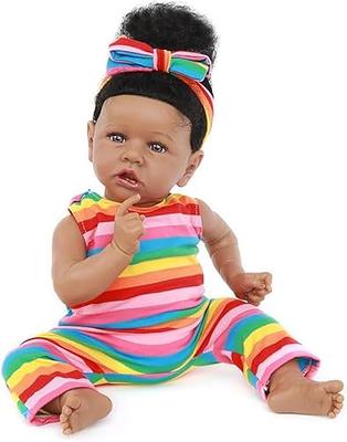 Aori Black Reborn Baby Doll 22 Inch African American Lifelike Sleeping  Dolls Look Real with Doll Accessories