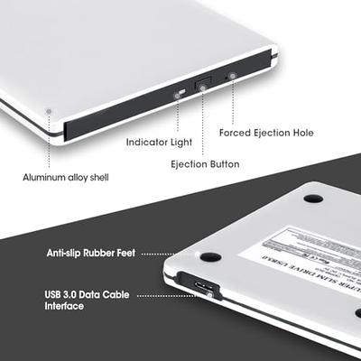 ROOFULL External CD/DVD Drive for Mac, USB 3.0 & USB-C Ultra-Slim