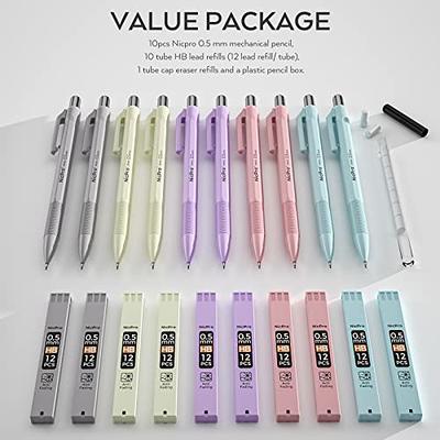 Nicpro 6PCS Pastel Mechanical Pencil Set with Eraser & HB Lead, Cute M