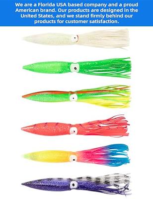 BLUEWING Squid Skirt Fishing Lures Lot of 10 Trolling Squid Skirt with  Float Inside Soft Bulb Squid Saltwater Fishing Baits for Tuna and Gamefish