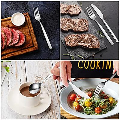 Cibeat 24-Piece Silverware Set with Steak Knives, Stainless Steel Flatware Set, Kitchen Cutlery Set for 4, Include Steak Knife/Fork/Spoon, Dishwasher