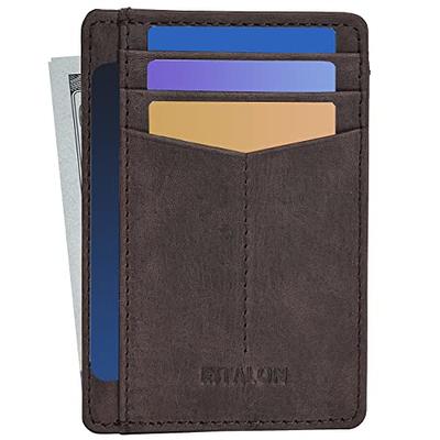 FOXHACKLE Leather Credit Card Holder Wallet for Men and Women, Thin Bifold  RFID Blocking Wallet, Slim Front Pocket Minimalist Wallet, Small Card Case