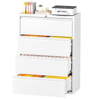 3 Drawer File Cabinets, Mobile Lateral Printer Stand with Open Shelf,  Rolling Filing Cabinet with Wheels Home Office Organization and Storage  (White)