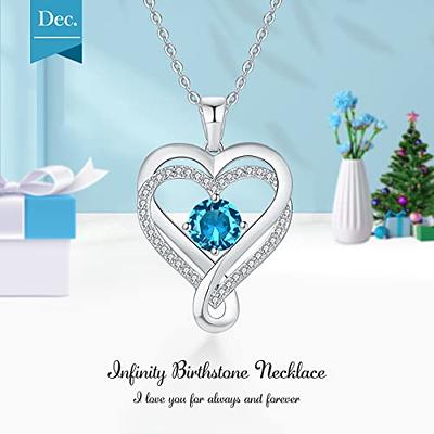 LOUISA SECRET Love Heart Birthstone Necklaces for Women 925 Sterling Silver  Rose Gold Pendant Forever Diamond Jewelry Valentine's Day Christmas