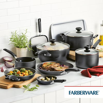 Farberware Easy Clean Steam Vent Cookware Nonstick Pots and Pans Set, 14-Piece, Copper