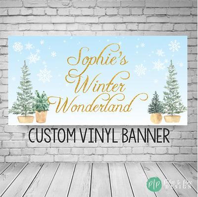 Winter Wonderland Birthday Banner, Party, Snowflake Gold Banner, Christmas  Photo Backdrop - Yahoo Shopping