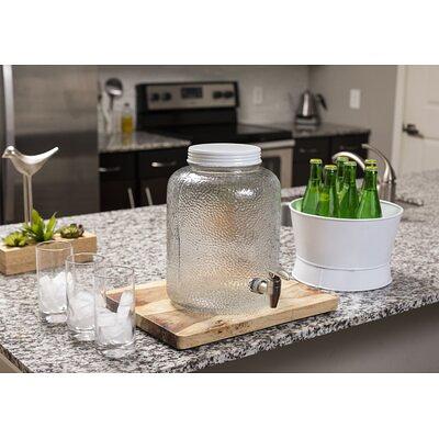 2 gallons Clear Glass Beverage Dispenser Jar Spigot Stand Set Home