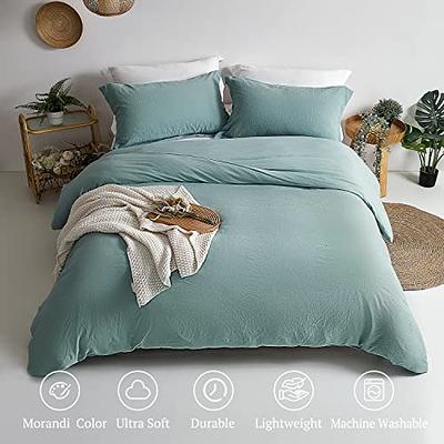 Blue Grey Solid Color King Size Microfiber Comforter Only with Zipper  Closure Duvet Cover and 2-Pillow Shams