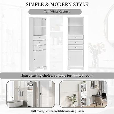 Tall Storage Cabinet with 3 Drawers and Adjustable Shelf, Freestanding  Bathroom Cabinet for Bathroom, Office