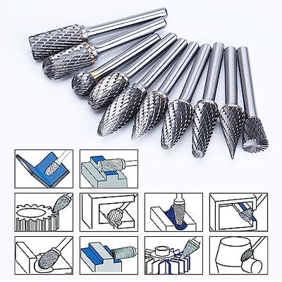 10-pack Steel Rotary Burr Set 1/8 Shank Wood Grinding Rasp Drill Bits Tool  Set