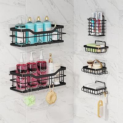 Moforoco Shower Caddy Shelf Organizer Rack, Self Adhesive Black