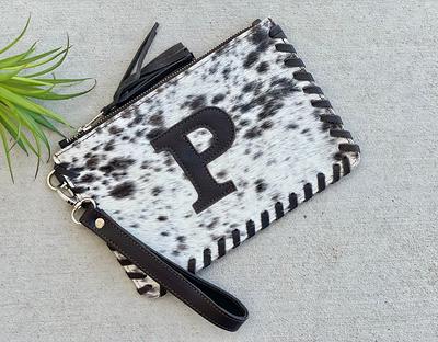 Cowhide Wristlet Monogram Y' Custom Clutch Phone Purse Handbag Brown  Leather Western