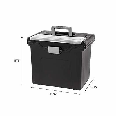 Storex 61511U01C Clear Plastic Portable Letter / Legal File Storage Box  with Organizer Lid - 14 1/2 x 10 1/2 x 12