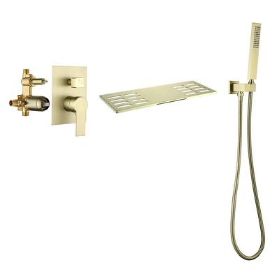 Juno Brushed Nickel Finish Roman Tub Faucet with Hand Held Shower Head
