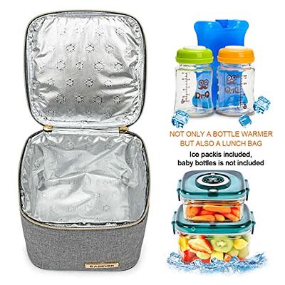 Mancro Breastmilk Cooler Bag with Ice Pack, Insulated Baby Bottle Bag Fits  6 Baby Bottles Up to 9 Ounce, Double Layer Bottle Bag for Daycare, Breast