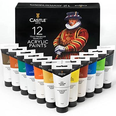Castle Art Supplies 12 Large Acrylic 75ml Paint Tubes Set for